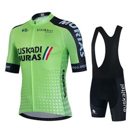 2023 Euskaltel Euskadi Team Jersey Set Men Cycling Clothing Race Road Bike Suit Bicycle Bib Shorts Maillot Ropa Ciclismo L2405