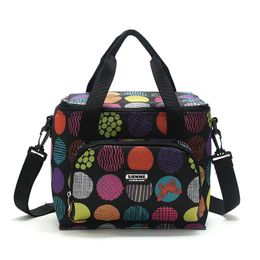 Oxford Double Layer Cooler Lunch Bag Printed Insulated Thermal Food Picnic Handbag Portable Shoulder Lunch Box Tote 240531