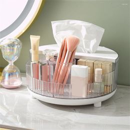 Storage Boxes Rotatable Cosmetics Box Transparent Disc Makeup Organizer Brush Cylinder Dressing Table Lipstick Skincare