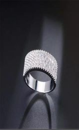 Ins Top Sell Wedding Rings Luxury Jewellery 18K White Gold Fill 5A Cubic Zircon Sapphire CZ Diamond Gemstones Party Women Eternity E4334607