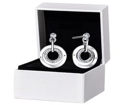 925 Silver logo Double Circle Pendant Stud Earring Original Retail Box for Women Girls Party Jewellery Sparkling Earrings1519954