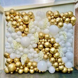 Gold White Latex Globos Wedding Valentine Birthday Party Background Balloon Arch Kit Garland Swimming Pool Toy Decoration