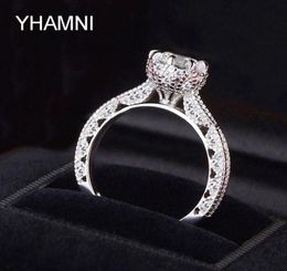 YHAMNI Brand Jewellery Original Solid 925 Sterling Silver Ring 1 ct SONA CZ Diamond Women Engagement Rings JZ0729686436