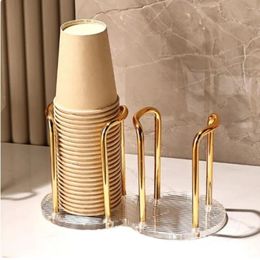 Decorative Plates Luxury Disposable Cup Storage Holder Water Tea Cups Dispenser Rack Shelf With Longer Stick Mug Display Stand Home
