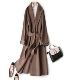 Long Wool Coat Women Spring Autumn Woollen Jacket Black Brown Oversized Coat Korean Elegant Overcoat Casaco Feminino 1112 KJ40727871690