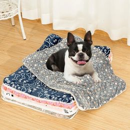 Dog Bed Thickened Dog Mat Pet Cat Soft Fleece Pad Blanket Bed Mat Cushion Home Washable Rug Keep Warm Pet Supplies cama perro 240531
