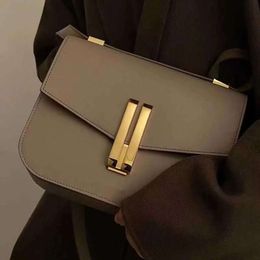 Tofu Bag Gold Buckle Shoulder Shoulder Bags Cosmetic Bags Cases Demellier British Minority Tofu Bag Womens New Fashion Leather Shoulder Cross Body Small Square Bag