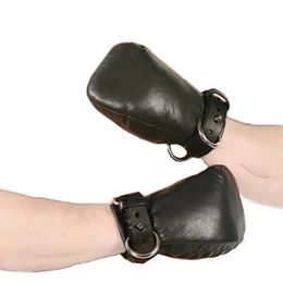 Puppy Bdsm Finger Gloves Leather Gloves with Dog Paw Feet Cushioned Hand Cuff Binding Couple Sex Toy 240516