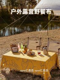 Table Cloth Tablecloth Retro Cotton And Advanced Waterproof American Protective Shell Protecting The Sun Fabric For Picnic