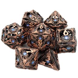 Dice Games 2023 Hollow Metal DiceNew Eye Flying Dragon D D Dice 7 PCs DND Dice Polyhedral Dice Set for Role Playing Game Pathfinder s2452318