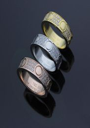 Fashion Brand Titanium Steel Jewellery MenWomen full CZ Diamond Love Ring for woman Gold 3 Colour couple Ring High Polished Lover Ri6790511