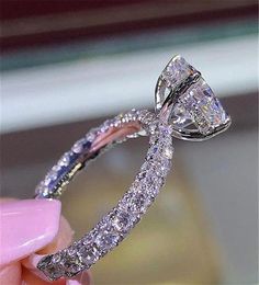 Wihs new popular flash diamond round Princess ring whole of European and American fashion women engagement proposal diamond rings24515333