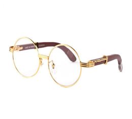 fashion sports black buffalo horn glasses men round circle lenses wood frame eyeglasses women rimless sunglasses with boxes lunett4092556