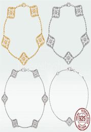 VAC 4 Four Leaf Clover Designer Pendant chain bracelet luxury Necklaces Stud Earring Vintage 925 Sterlling Silver 18K Yellow Gold 4405037