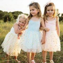 ma baby 6M-4Y Toddler Kids Baby Girls Tutu Dress Tulle Party Birthday Daisy Dresses For Girl Summer Sun Beach Holiday Clothing 240531