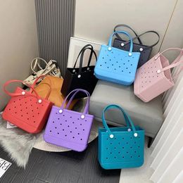 Boggs Beach Bag Summer EVA Women Beach Basket Tote Bag Fashion Solid Holes Waterproof Handbag Pouch Shopping Shoulder Bag 240531