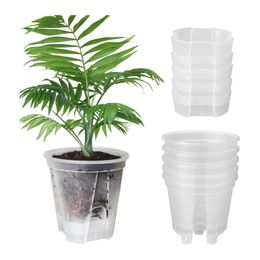 6 Inch Transparent Plastic Garden Pots Self Watering Planters 5 Pack With Deep Reservior 240529