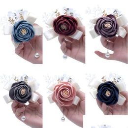 Other Festive Party Supplies Wedding Bride Rose Cor Engagement Formal Dinner Flowers Brooch 7 Styles Drop Delivery Home Garden Dh43P