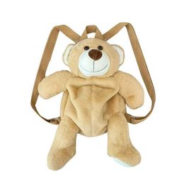 Plush Backpacks Cute cartoon brown bear backpack cute plush toy for children Kawaii school bag kindergarten girl and boy birthday holiday gift Y2405303L3A