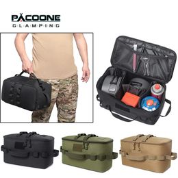 PACOONE Outdoor Camping Gas Tank Storage Bag Large Capacity Ground Nail Tool Canister Picnic Cookware Utensils Kit 240531