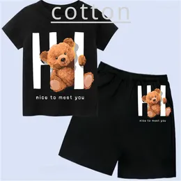 Clothing Sets Brand Print Cotton Children's Set Cartoon T-shirt Shorts Baby Summer Short Sleeved Boy Girl Kid Clothes