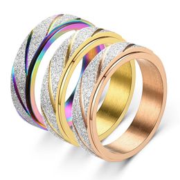 Anxiety Fidget Spinner Rings for Men Women Wave Pattern 14K Gold Spinning Rotatable Ring Punk Rock Anti Stress Jewellery