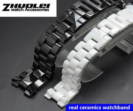 for J12 Ceramics Wristband High Quality Women039s Men039s Watch Strap Fashion Bracelet Black White 16mm 19mm H09154628836