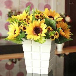 Decorative Flowers Artificial Sunflower Bouquet 13 Buds Silk Flower For Home Garden Party Wedding Table Decoration Christmas Fake Plants