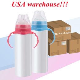 local warehouse sublimation 8oz sippy cup baby bottle straight tumbler stainless steel kids cup double wall travel mug 226z