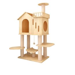 Deluxe Cat Villa Small Cat Climbing Frame Solid Wood Cat Stand Extra Large Cat House Cat Nest Pet Scratch Toys Castle for Cats