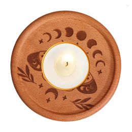 Candle Holders Round Tea Light Tray Table Centrepiece Natural Wood Farmhouse Decor Small For Board Game