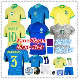 Soccer Jerseys Football Sweatshirt 2022 23 24 BRAZILS soccer jerseys Mens Set NEYMAR TSILVA LPAQUETA RICHARLISON VINI JR Childrens Set 24 25 Fan Edition Player Edit