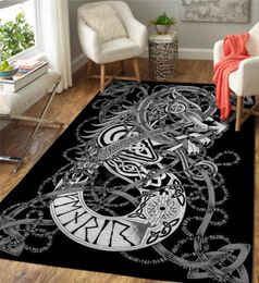 Carpets Viking Dragon Area Rug 3D All Over Printed Nonslip Mat Dining Room Living Soft Bedroom Carpet 024953374