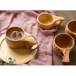 Mugs Natural Jujube Wood With Handle Milk Travel Wine Beer Home Bar Kitchen Gadgets Portable Outdoor Hand Grinding Tools Coffee Cup