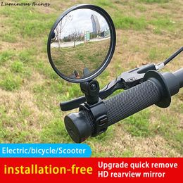 Bicycle Handlebar Rear View Mirror Wide Angle Convex Cycling Reflector Mountain Bike Rearview Mirror Electric Bike Rearview