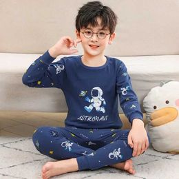 Pajamas Baby Boys Pajamas Autumn Long Sleeved Childrens Clothing Sleepwear Teen Pajama Cotton Pyjamas Sets For Kids 6 8 10 12 14 Years Y240530