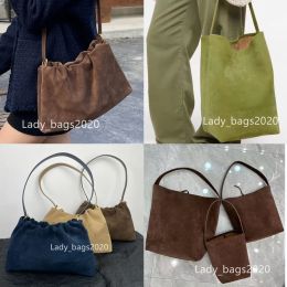 Bags The Row Bucket Bag Axillary Totes Suede Leather Large Capacity Handbag Luxury Women Designer Bags Flat Shoulder Strap Closure Clut
