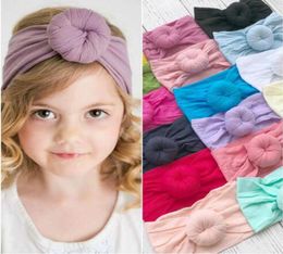 INS Cute 21 Colours Baby Girl Turban Nylon Headband fashion soft Candy Colour Bohemia Girl Infant Hair Accessories Headband8752578