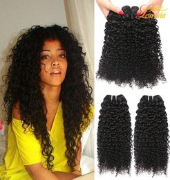 7A Brazilian Virgin Human Kinky Curly Hair Extension Brazilian Peruvian Malaysian Indian Human Hair Weave Bundles Machine Double W2485129