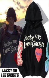 Mens Clothing Unisex Hip hop Hoodies quotLucky me I see Ghostsquot Print Hoodie Sweatshirts Pullover sweater Women Designer Ho1169896