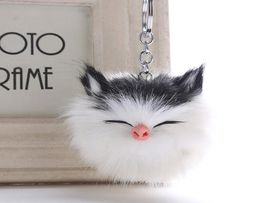 Big Faux 812CM Cute Kitten Cat Fur PomPom KeyChain Hair Bulb Bag Pom Pom Ball Key Chain Pendant Porte Clef For Women3658034