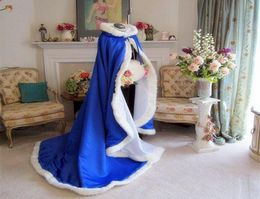 Bridal Winter Wedding Cloak Cape Hooded with Fur Trim Long Bridal6005321