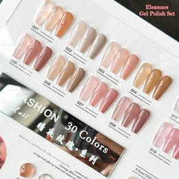 Eleanuos Ice Jelly gel 30 Color Set Translucent Nude UV LED Lasting Varnish gel New Nail Art Gift Color Card Rose Pink gel 15ML