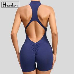 Women's Tracksuits Short Sports Jumpsuit Sleeveless Gym Set Women Clothes Rompers Workout One-piece Suit Female Outdoor Recreation Bodysuits z240530