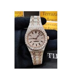 Unisex Automatic Branded High Quality Handmade Setting Band Full Iced Out Luxury Silver Glamorous Moissanite Diamond Watch