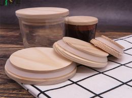 Wooden Mason Jar Lids 8 Sizes Environmental Reusable Wood Bottle Caps With Silicone Ring Glass Bottle Sealing Cover Dust Cover3972209