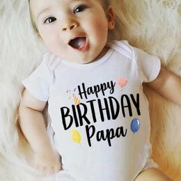 Rompers Happy Birthday Papa Toddler Boys Girls Infant Clothes Newborn Baby Bodysuit Short Sleeve Summer Romper Birthday Gift Y240530UQ7R