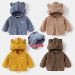 Jackets Winter Unisex Baby Hooded Jacket Children's Cotton Clothing Casual Outerwear Long Sleeved Cartoon Print Warm Coat Top