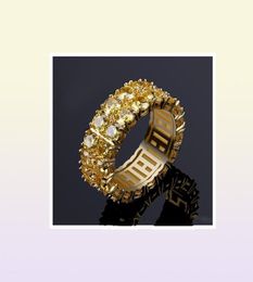 Hip Hop Rings Jewelry Fashion Men Grade Quality Bling Zircon Cluster Rings 18K Gold Plated Yellow CZ Ring for Men Women31585182893718
