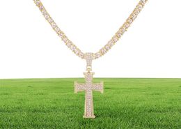 Fashion Crystal Necklace Men Gold Silver Colour Rhinestone Cuban Link Chain Pendant Necklaces for Women Hip Hop Jewelry2192536